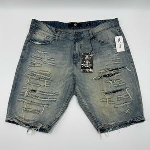 Jordan Craig Light Blue Distressed Denim Shorts